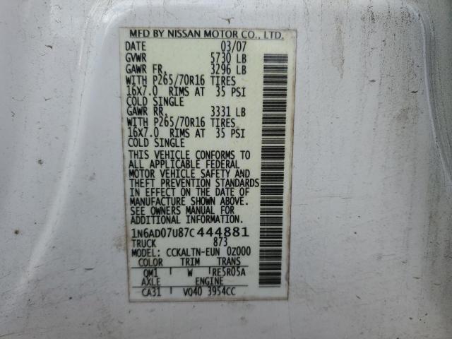 Photo 10 from auction – 2007 NISSAN FRONTIER C with VIN 1N6AD07U87C444881