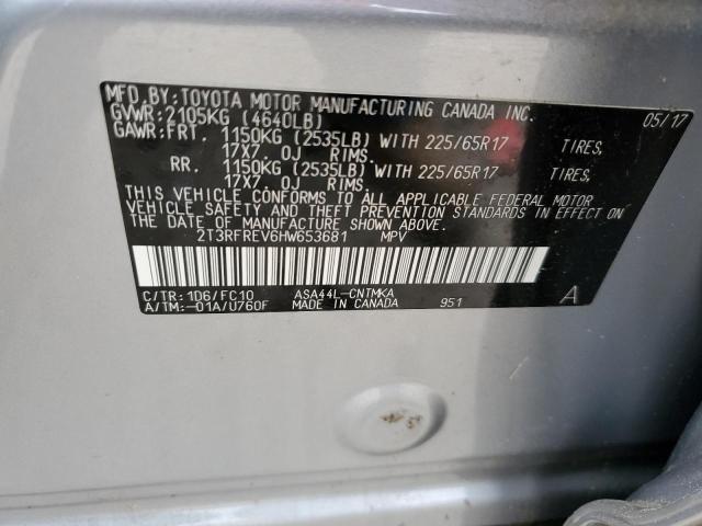 Photo 10 from auction – 2017 TOYOTA RAV4 XLE with VIN 2T3RFREV6HW653681