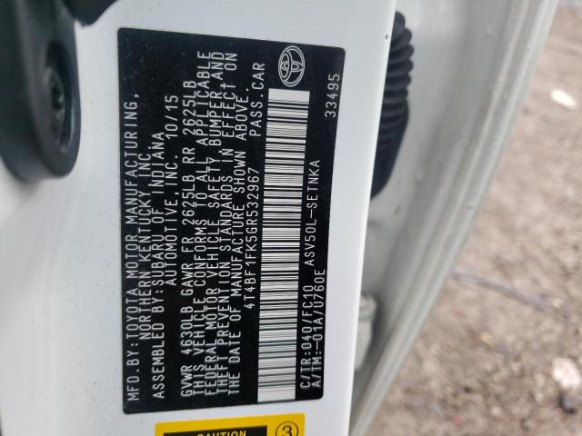 Photo 10 from auction – 2016 TOYOTA CAMRY LE with VIN 4T4BF1FK5GR532967