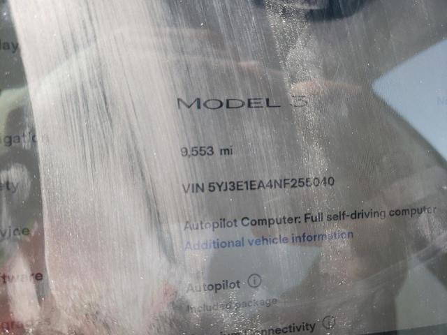 Photo 8 from auction – 2022 TESLA MODEL 3 with VIN 5YJ3E1EA4NF255040