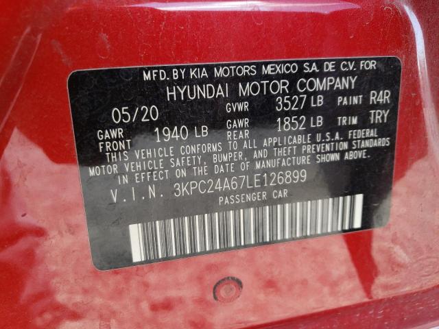 Photo 10 from auction – 2020 HYUNDAI ACCENT SE with VIN 3KPC24A67LE126899