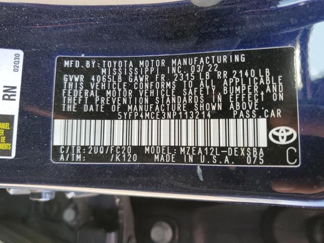 Photo 10 from auction – 2022 TOYOTA COROLLA SE with VIN 5YFP4MCE3NP113214