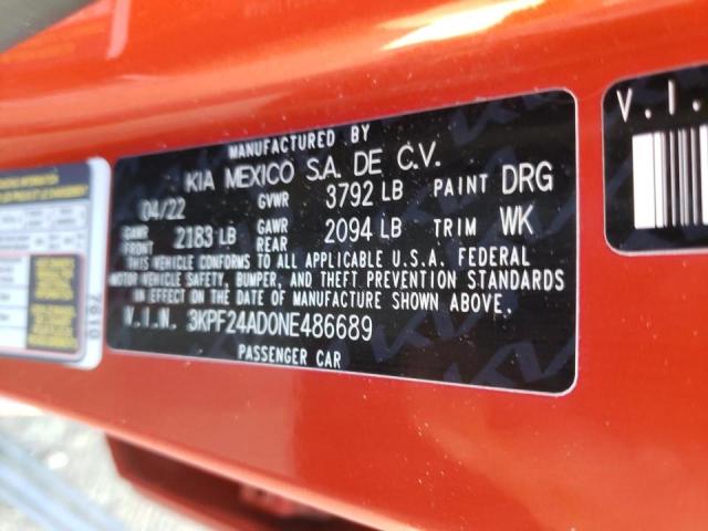 Photo 10 from auction – 2022 KIA FORTE FE with VIN 3KPF24AD0NE486689