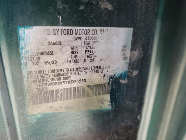 Photo 10 from auction – 2001 FORD F150 SUPER with VIN 1FTRW08W51KD74253
