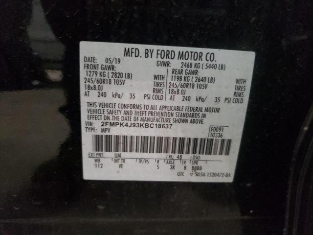 Photo 10 from auction – 2019 FORD EDGE SEL with VIN 2FMPK4J93KBC18637