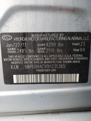 Photo 10 from auction – 2011 HYUNDAI SONATA GLS with VIN 5NPEB4ACXBH235365