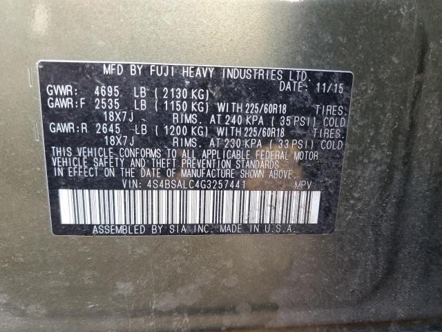 Photo 10 from auction – 2016 SUBARU OUTBACK 2. with VIN 4S4BSALC4G3257441