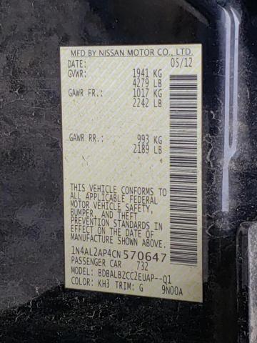 Photo 10 from auction – 2012 NISSAN ALTIMA with VIN 1N4AL2AP4CN570647