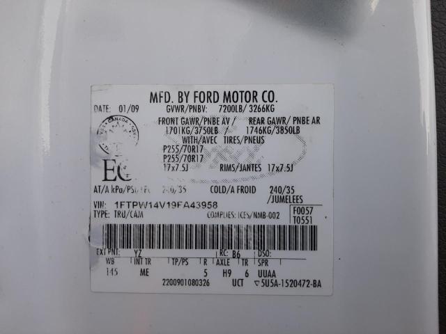Photo 10 from auction – 2009 FORD F150 SUPER with VIN 1FTPW14V19FA43958
