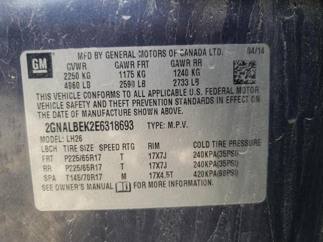 Photo 10 from auction – 2014 CHEVROLET EQUINOX LT with VIN 2GNALBEK2E6318693