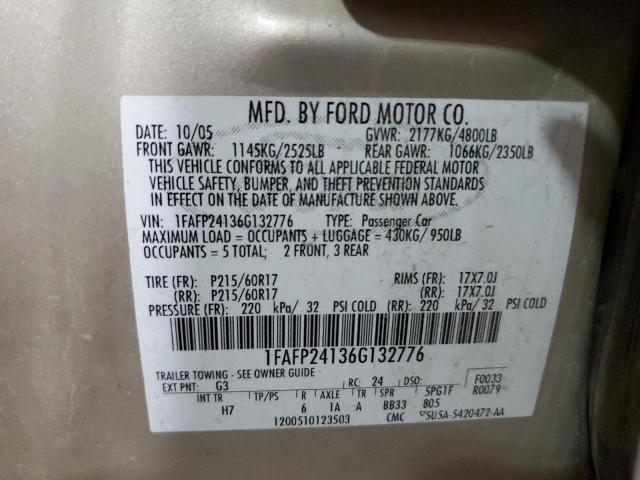 Photo 10 from auction – 2006 FORD FIVE HUNDR with VIN 1FAFP24136G132776