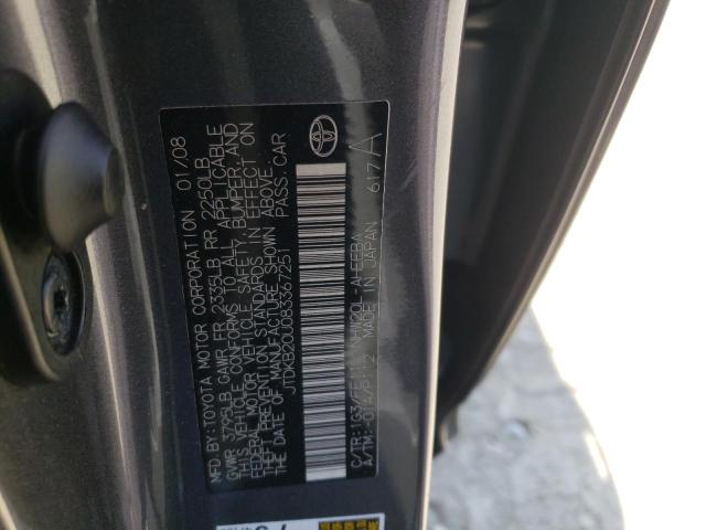Photo 10 from auction – 2008 TOYOTA PRIUS with VIN JTDKB20U083367251