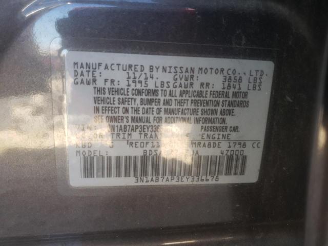 Photo 10 from auction – 2014 NISSAN SENTRA S with VIN 3N1AB7AP3EY336678