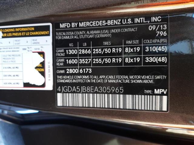 Photo 10 from auction – 2014 MERCEDES-BENZ ML 350 with VIN 4JGDA5JB8EA305965