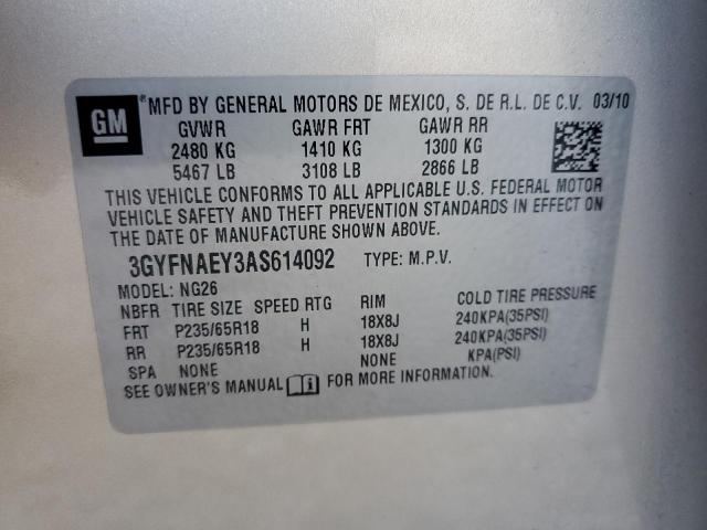 Photo 10 from auction – 2010 CADILLAC SRX LUXURY with VIN 3GYFNAEY3AS614092