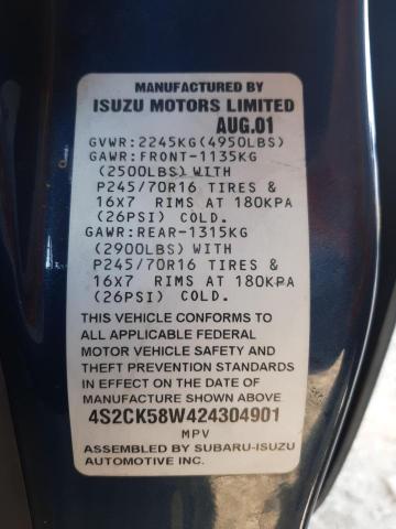 Zdjęcie 10 z aukcji – 2002 ISUZU RODEO S z VIN 4S2CK58W424304901