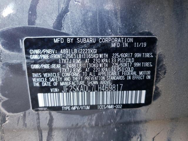 Photo 10 from auction – 2020 SUBARU FORESTER with VIN JF2SKADC7LH469817