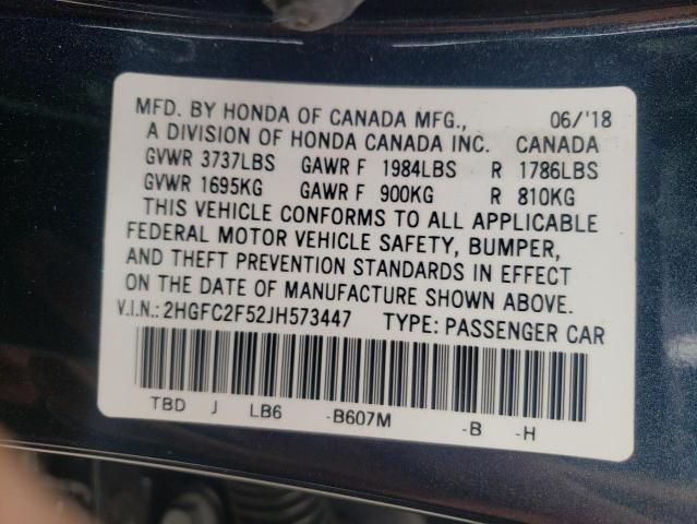 Photo 10 from auction – 2018 HONDA CIVIC LX with VIN 2HGFC2F52JH573447