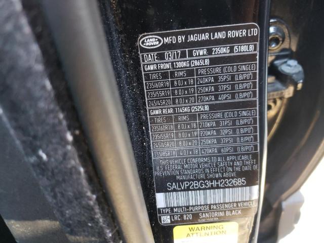 Photo 10 from auction – 2017 LAND ROVER RANGE ROVE with VIN SALVP2BG3HH232685