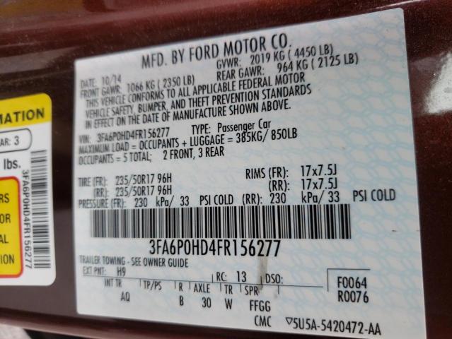 Photo 10 from auction – 2015 FORD FUSION SE with VIN 3FA6P0HD4FR156277