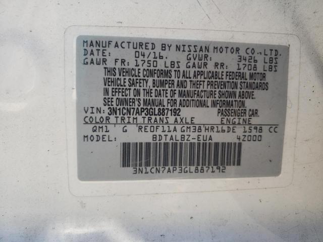 Photo 10 from auction – 2016 NISSAN VERSA S with VIN 3N1CN7AP3GL887192