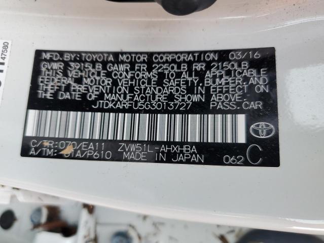 Photo 10 from auction – 2016 TOYOTA PRIUS with VIN JTDKARFU5G3013727