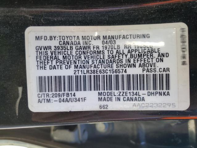 Photo 10 from auction – 2003 TOYOTA MATRIX with VIN 2T1LR38E63C156574