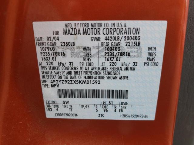 Photo 10 from auction – 2005 MAZDA TRIBUTE with VIN 4F2YZ92ZX5KM01592