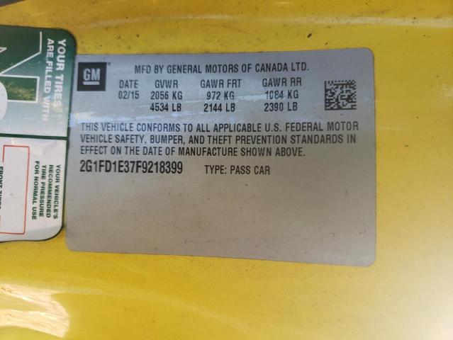 Photo 10 from auction – 2015 CHEVROLET CAMARO LT with VIN 2G1FD1E37F9218399