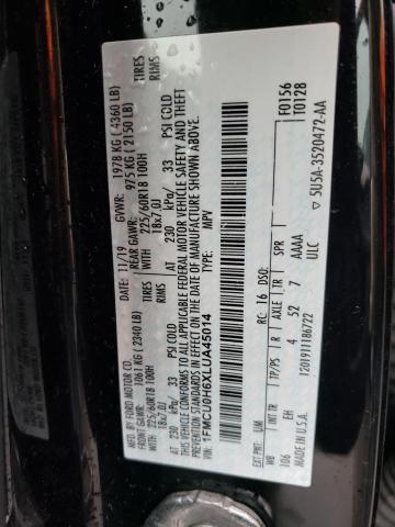 Photo 10 from auction – 2020 FORD ESCAPE SEL with VIN 1FMCU0H6XLUA45014