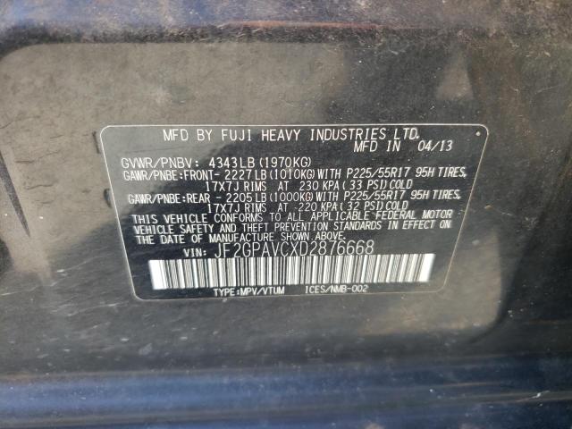 Photo 10 from auction – 2013 SUBARU XV CROSSTR with VIN JF2GPAVCXD2876668