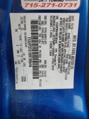 Photo 10 from auction – 2011 FORD FOCUS SE with VIN 1FAHP3FN1BW180646