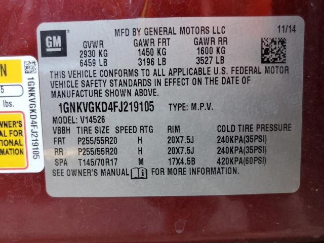 Photo 10 from auction – 2015 CHEVROLET TRAVERSE L with VIN 1GNKVGKD4FJ219105