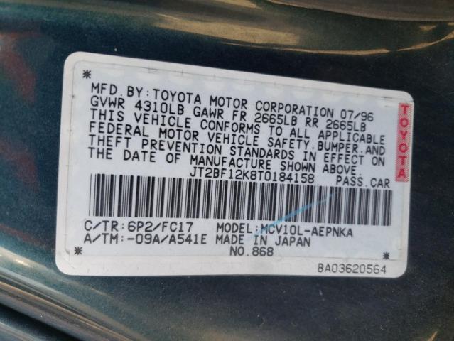 Photo 10 from auction – 1996 TOYOTA CAMRY LE with VIN JT2BF12K8T0184158