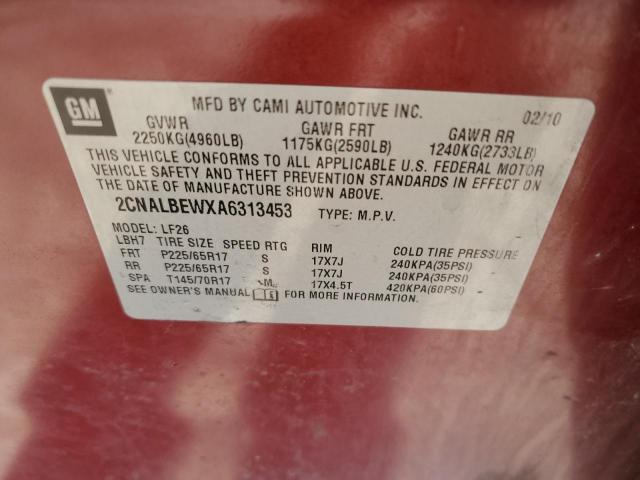 Photo 10 from auction – 2010 CHEVROLET EQUINOX LS with VIN 2CNALBEWXA6313453