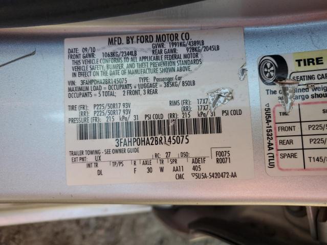 Photo 10 from auction – 2011 FORD FUSION SE with VIN 3FAHP0HA2BR145075