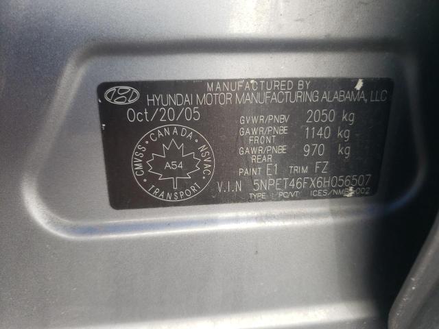 Photo 10 from auction – 2006 HYUNDAI SONATA GL with VIN 5NPET46FX6H056507