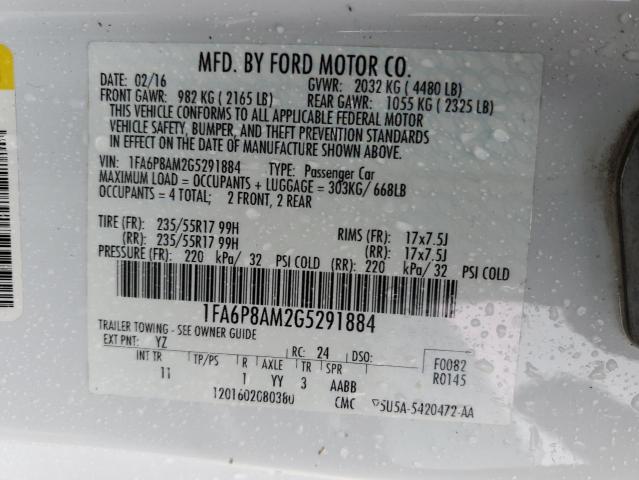 Photo 10 from auction – 2016 FORD MUSTANG with VIN 1FA6P8AM2G5291884