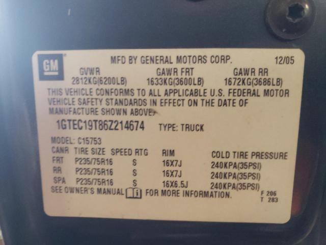 Photo 10 from auction – 2006 GMC SIERRA1500 with VIN 1GTEC19T86Z214674