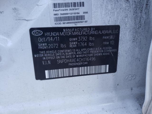Photo 10 from auction – 2012 HYUNDAI ELANTRA GL with VIN 5NPDH4AE4CH116496