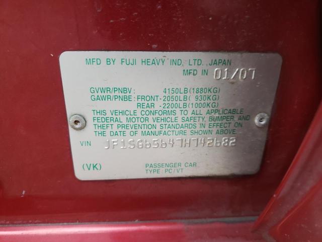 Photo 10 from auction – 2007 SUBARU FORESTER 2 with VIN JF1SG65647H742682