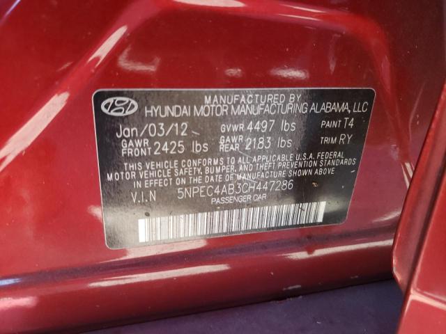 Photo 10 from auction – 2012 HYUNDAI SONATA SE with VIN 5NPEC4AB3CH447286