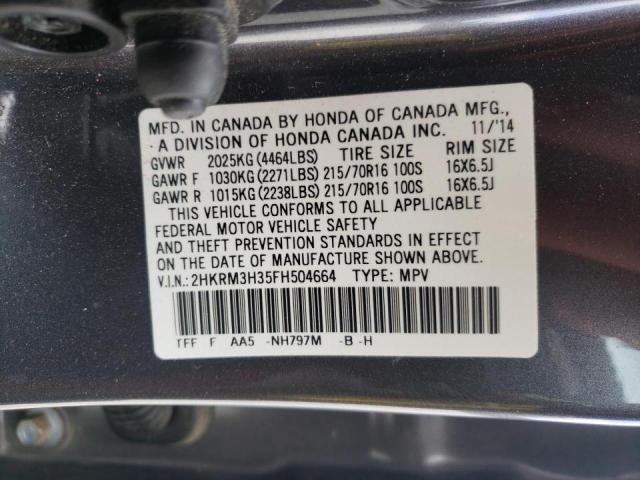 Photo 10 from auction – 2015 HONDA CR-V LX with VIN 2HKRM3H35FH504664