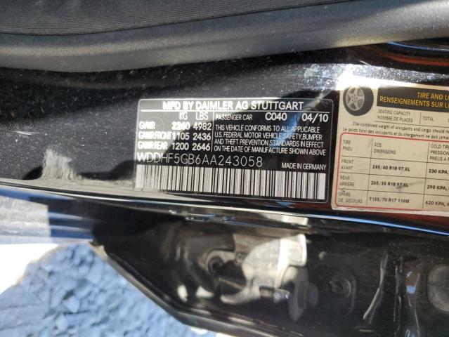 Photo 10 from auction – 2010 MERCEDES-BENZ E350 with VIN WDDHF5GB6AA243058