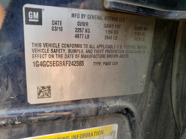 Photo 10 from auction – 2010 BUICK LACROSSE C with VIN 1G4GC5EG8AF242585