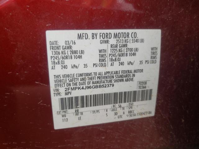 Photo 10 from auction – 2016 FORD EDGE SEL with VIN 2FMPK4J96GBB52379