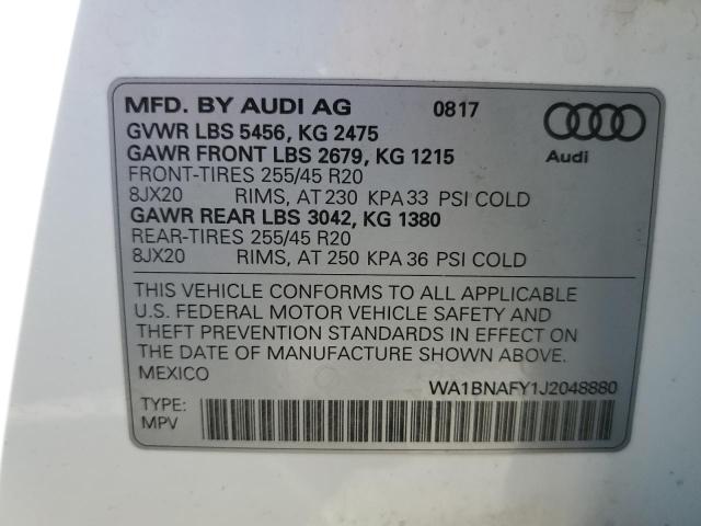 Photo 10 from auction – 2018 AUDI Q5 PREMIUM with VIN WA1BNAFY1J2048880