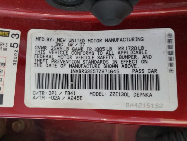 Photo 10 from auction – 2007 TOYOTA COROLLA CE with VIN 1NXBR32E57Z871645