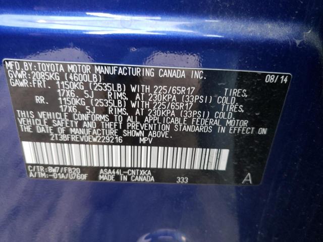 Photo 10 from auction – 2014 TOYOTA RAV4 LE with VIN 2T3BFREV0EW229216