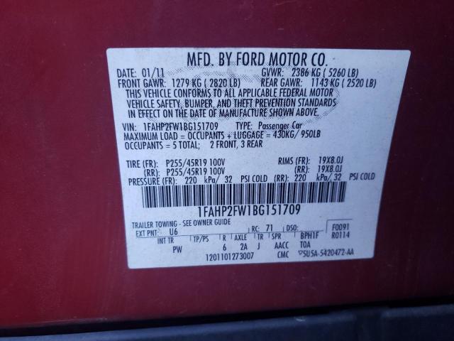 Photo 10 from auction – 2011 FORD TAURUS LIM with VIN 1FAHP2FW1BG151709